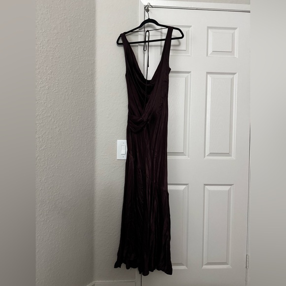 Meshki Ellison Satin Cowl Dress in Dark Chocolate Extra Small - Picture 4 of 6